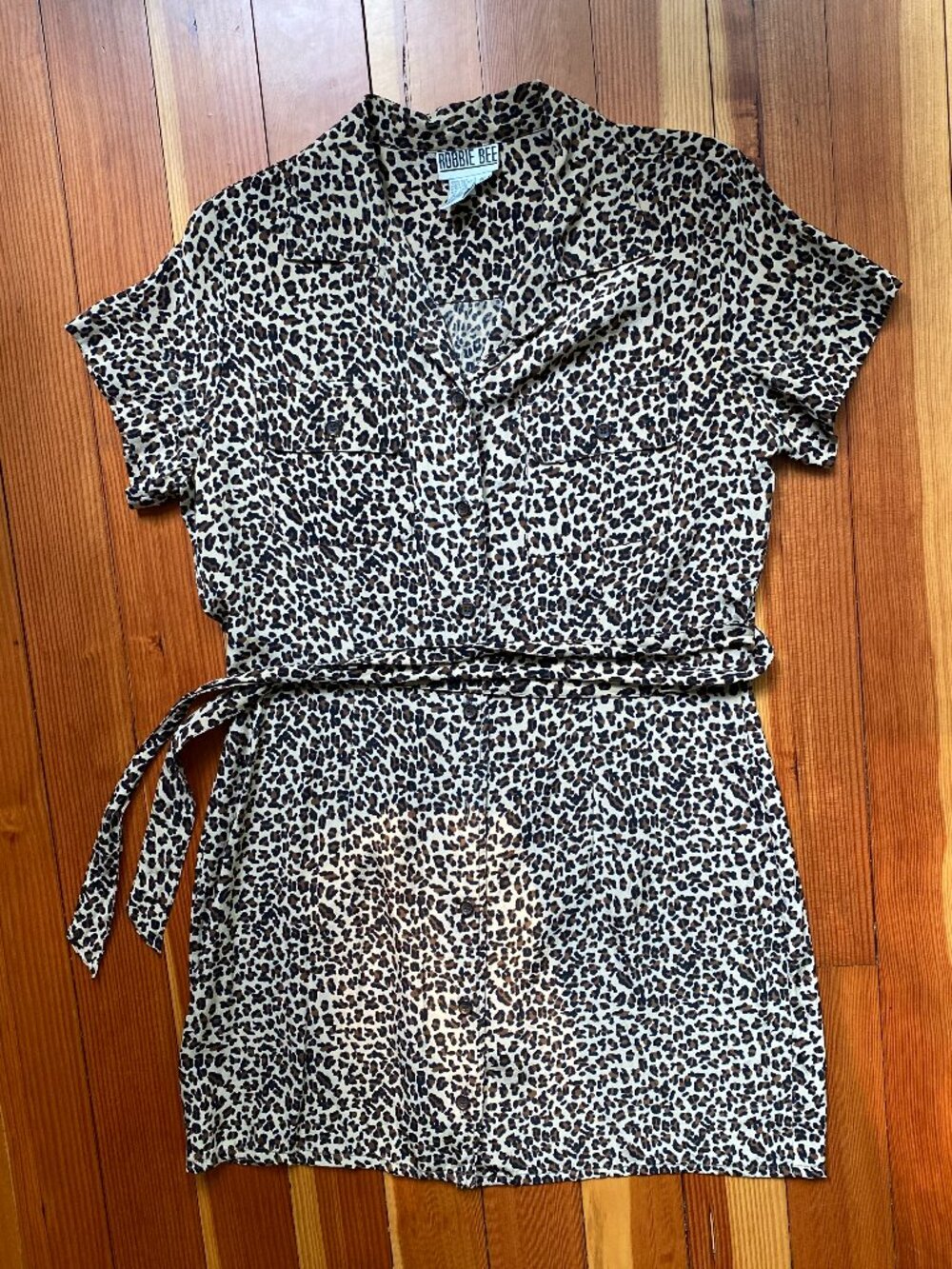 Vintage 90s Robbie Bee Silk Mini Dress - Cheetah Print - Size Small
